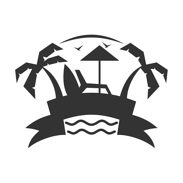 Zomer strandvakantie logo sjabloon Icoon Illustratie Merkidentiteit Geïsoleerde en platte illustratie Vectorafbeelding