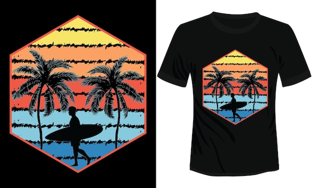 Zomer surfen T-shirt ontwerp vectorillustratie