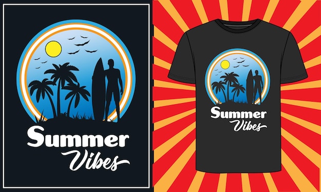 Zomer t-shirt design zomer design en premium vector