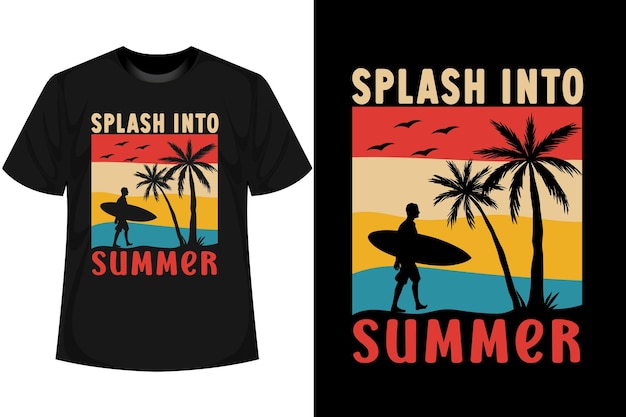 Zomer T-shirt Ontwerp Zomer Vintage Shirt En Vector Mockup