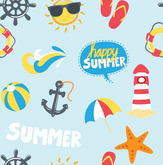zomer thema iconen achtergrond