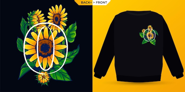 Zomer Thema Zonnebloem Letter O Alfabet Perfect Voor Shirt Zeefdruk Premium Vector