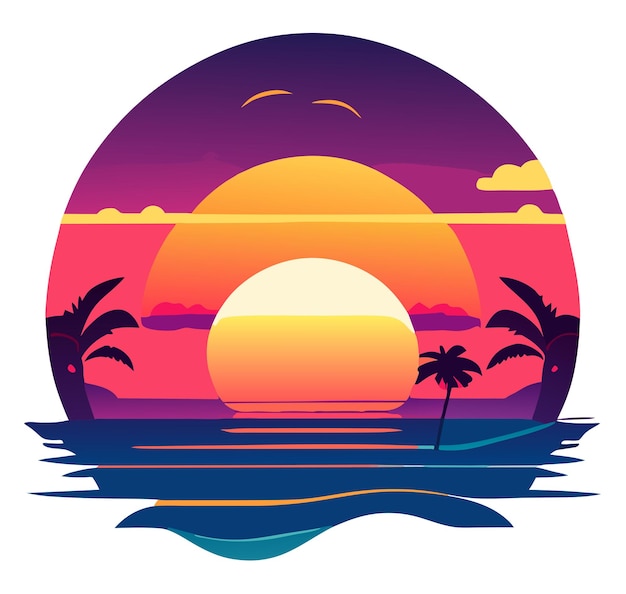 Vector zomer tropische palmboom en strand vintage kaart achtergrond zomer illustratie voor poster tshirt