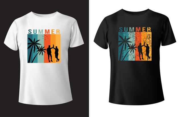 Zomer tshirt ontwerp en vectortemplate