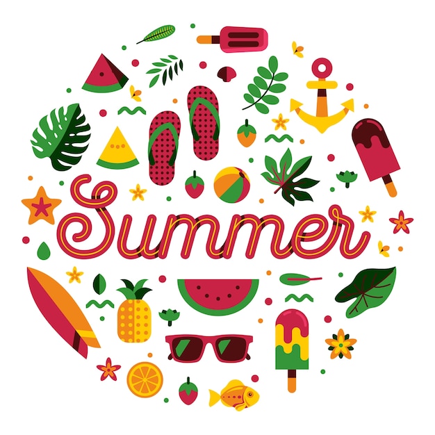 Zomer typografie met zomer patroon pictogram