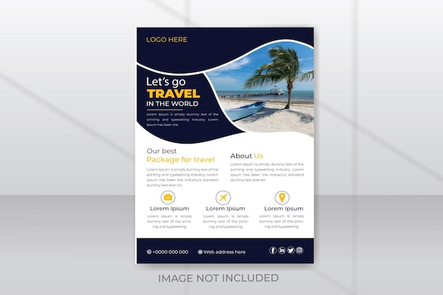 Zomer vakantie reizen en toerisme Brochure sjabloon Flyer ontwerpset met uitzicht op het strand