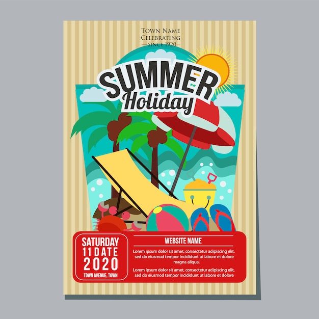 Vector zomer vakantie strand ontspannen poster sjabloon vectorillustratie