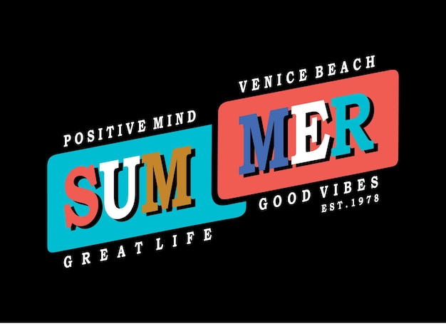 Zomer venetië strand typografie t-shirt design premium vector