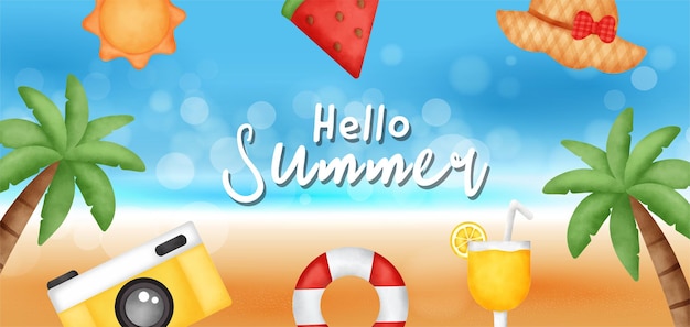 Vector zomer verkoop banner met zomer element.