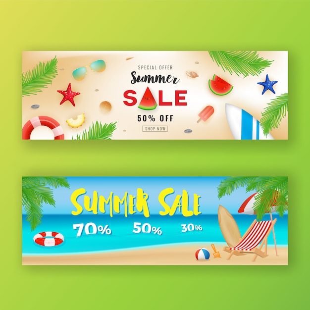 Zomer verkoop promotie banner achtergrond