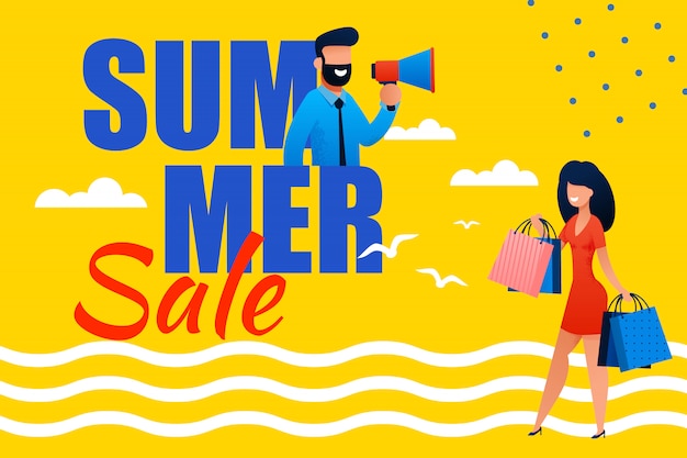 Vector zomer verkoop promotionele platte banner voor vakantie.