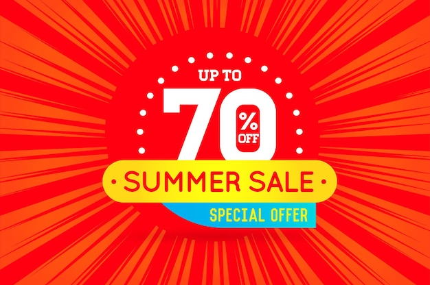 Zomer verkoop teken banner poster klaar voor web en print. Vector. Super, mega, enorme uitverkoop met speciale aanbieding