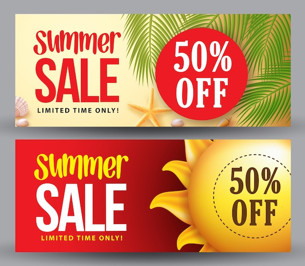Zomer verkoop vector banner set ontwerpen voor zomervakantie winkelen promotie