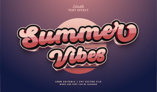 Zomer vibes Bewerkbare tekst effect 3d stijl Retro Futuristisch