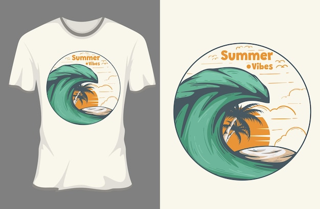 Vector zomer vibes retro vintage t-shirt mockup