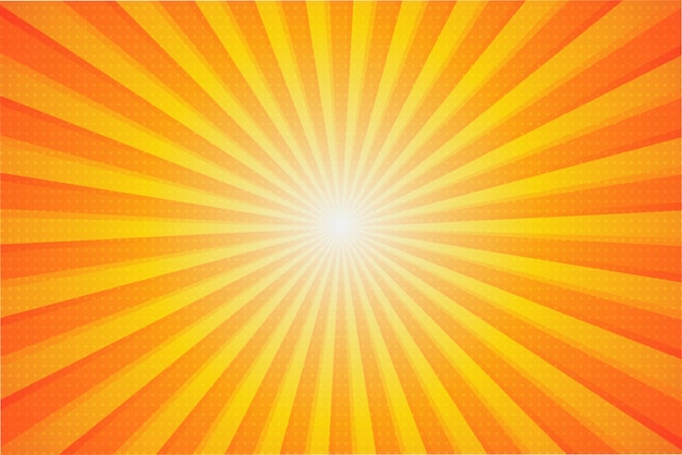Zomer zonne-achtergrond. De zonnestralen die zich in de zomer vanuit het midden verspreiden.
