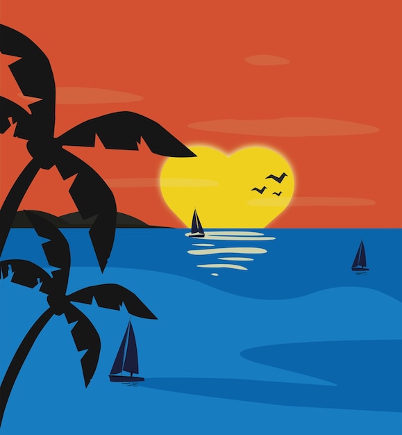 Zomer zonsondergang vectorillustratie