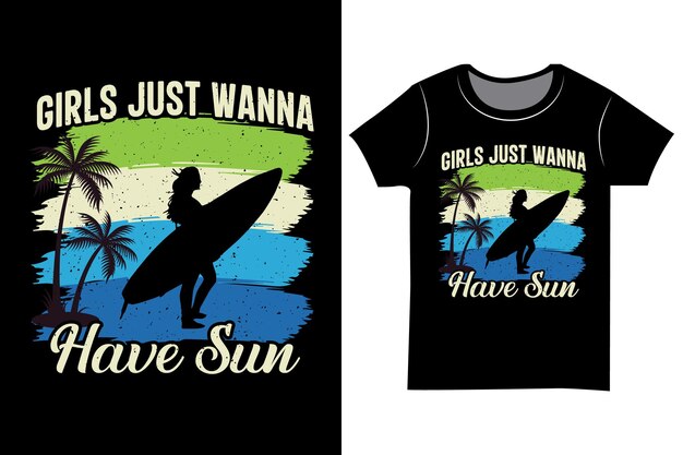 Zomer zonsondergang vintage kleur t shirt design. strandhemd.