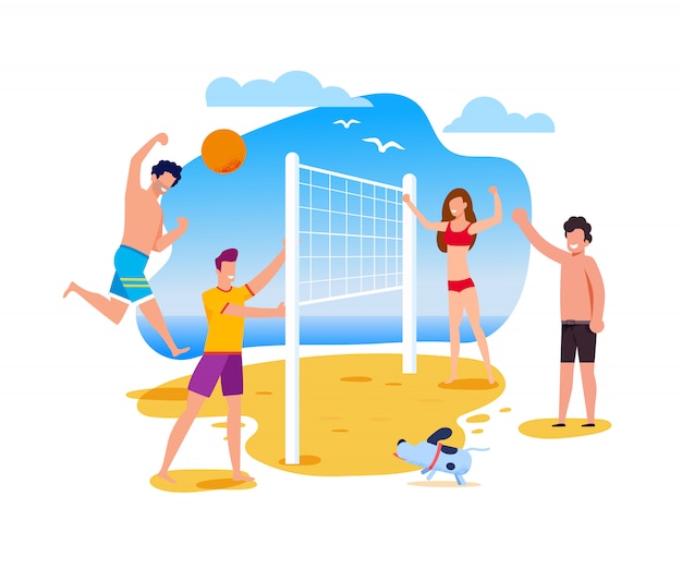 Vector zomeractiviteiten en sport op het strand