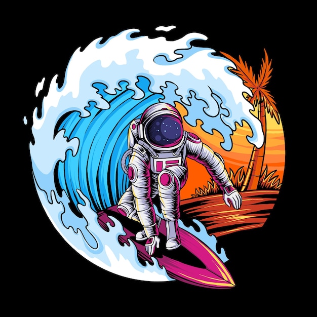 Zomerastronaut surfen in Space Beach Waves