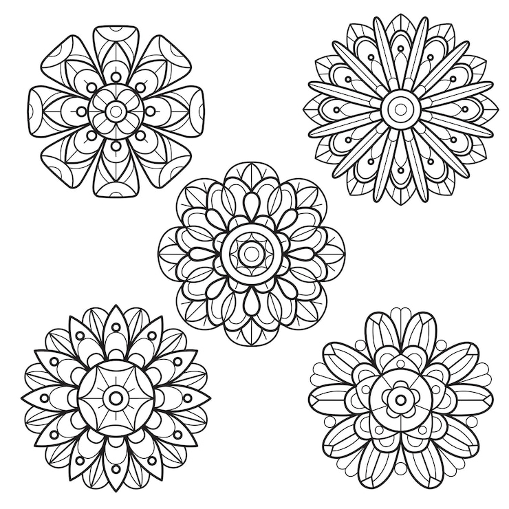 Vector zomerbloempatroon met de hand getekend voor kleurboek voor volwassenen