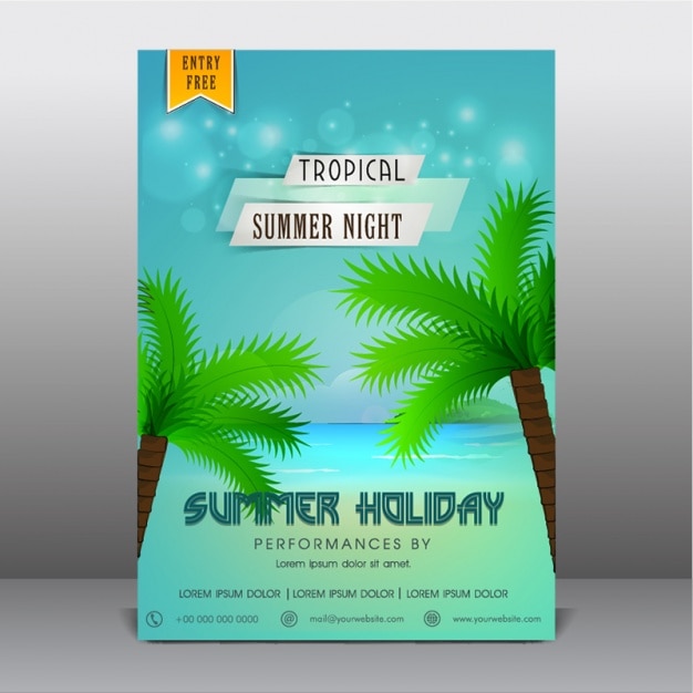 Vector zomerfeest flyer met grote palmbomen