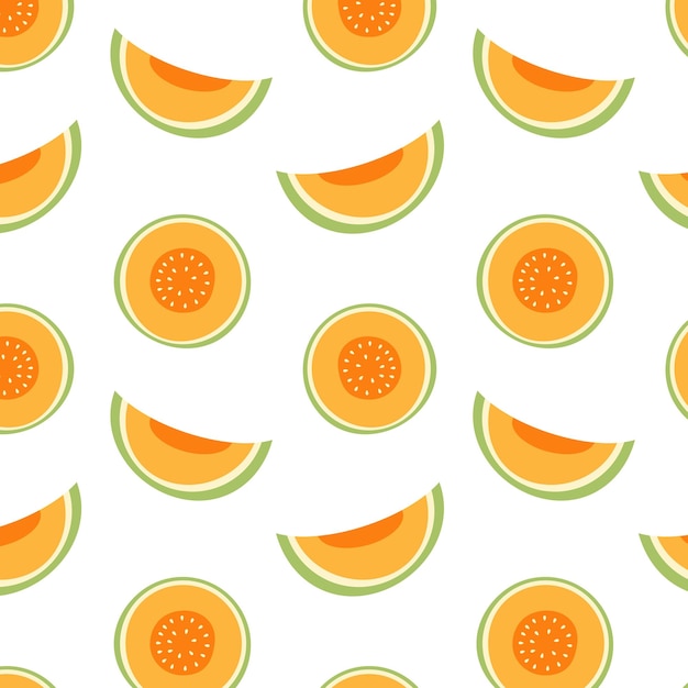 Zomerfruit naadloos patroon met meloen op een witte achtergrond Vector illustratie