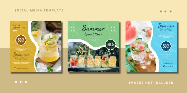 Zomerijs scoop eten menu instagram post social media sjabloon