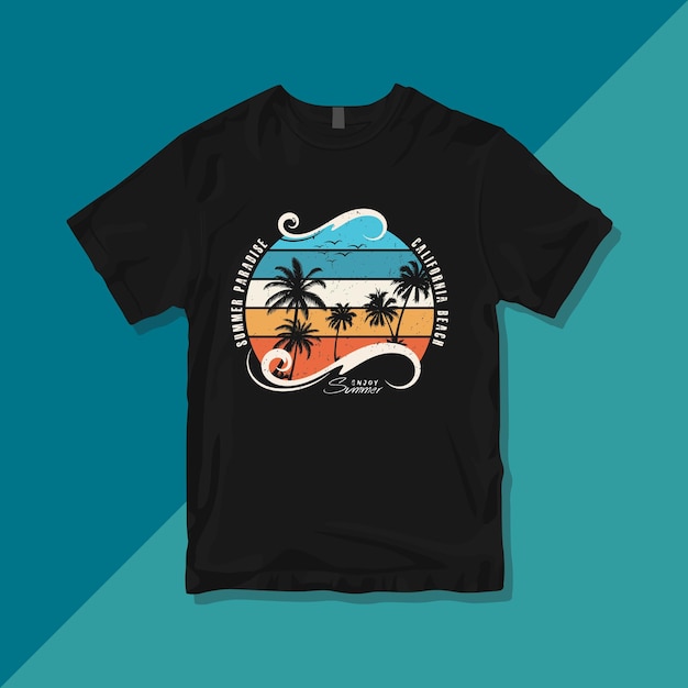 Zomerparadijs Californië strand geniet van de zomer, Premium vector, Summer Vintage T-shirt Design