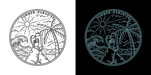 Zomerparadijs monoline badge-ontwerp