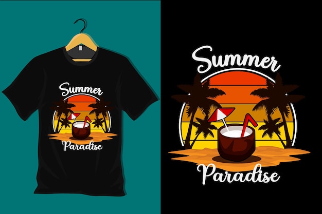 Zomerparadijs Retro Vintage T-shirtontwerp