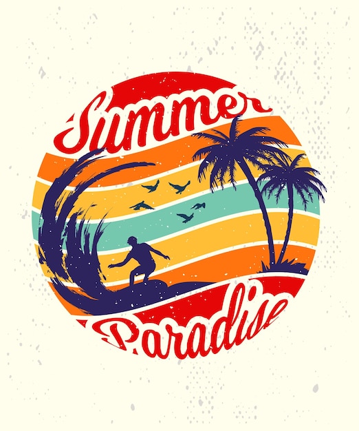 Zomerparadijs Vintage Surf T-shirtontwerp