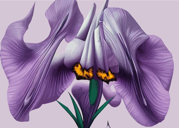 Zomerse bloemenprint met blauwe decoratieve irisbloemen, groene bladeren op wit