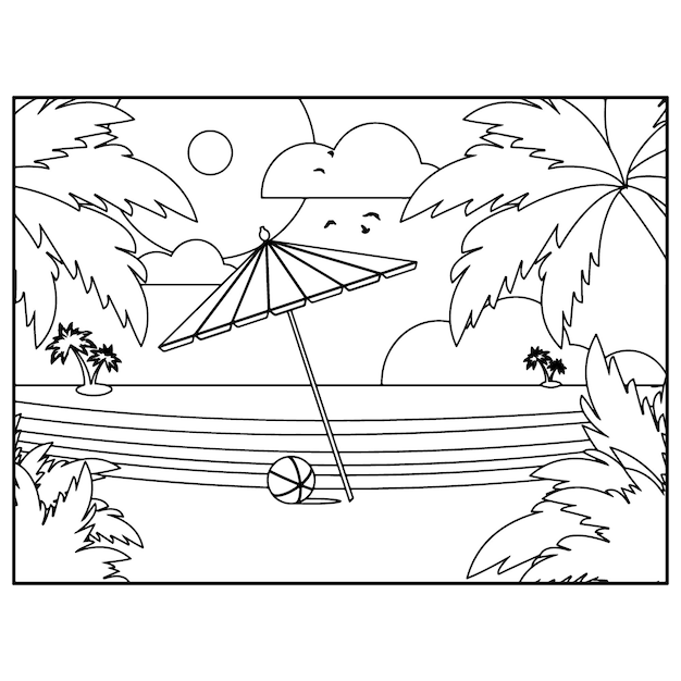Zomerstrand kleurplaten voor kinderen