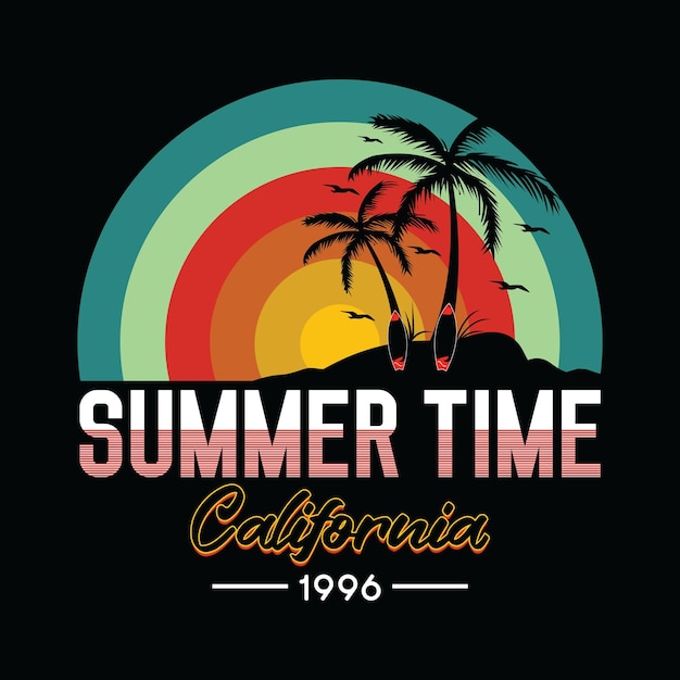 zomertijd californië vreedzame kust illustratie vector teksteffect