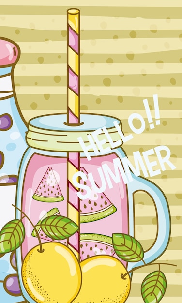 Zomertijd juice card met leuke tekenfilms