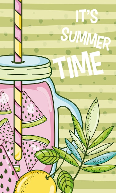 Zomertijd juice card met leuke tekenfilms