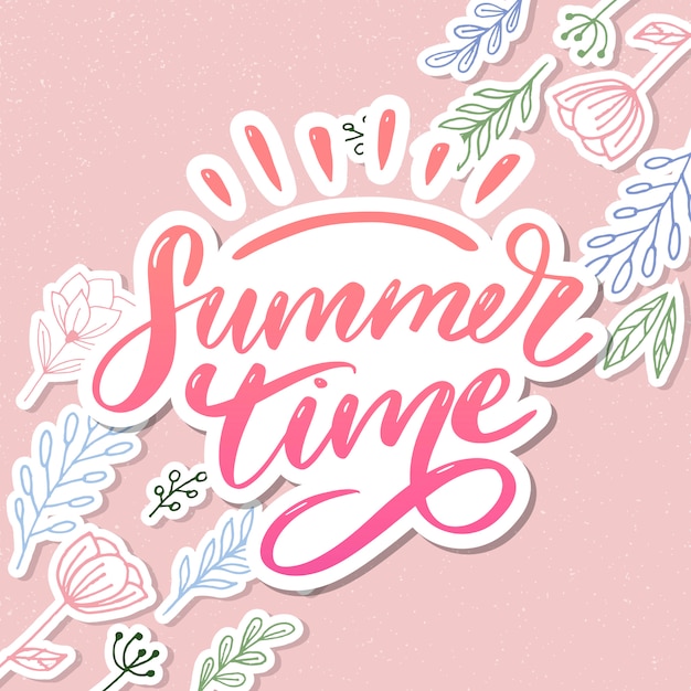 Zomertijd vector tekst belettering kalligrafie letters