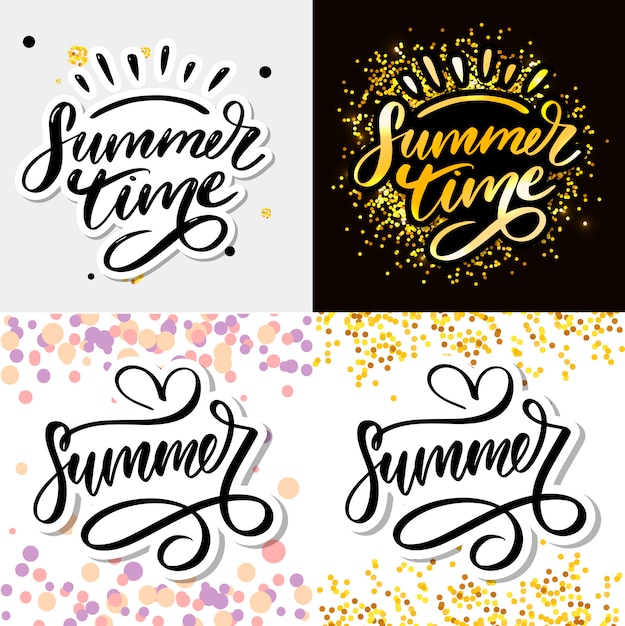 Zomertijd vector tekst belettering kalligrafie letters