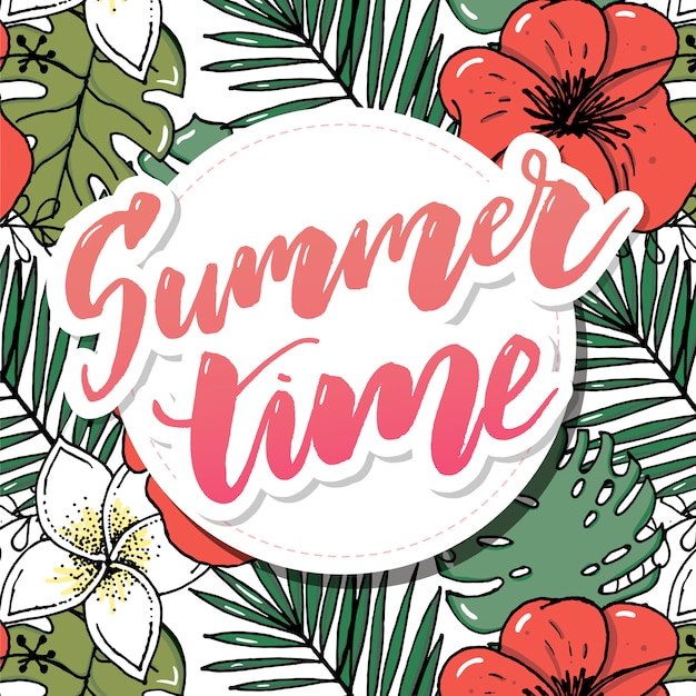 Zomertijd vectorbanner met bloemen