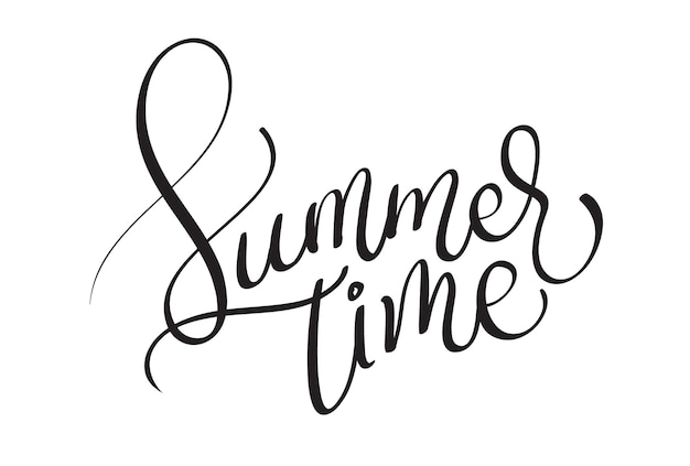 Vector zomertijd vectortekst op witte achtergrond. kalligrafie belettering illustratie