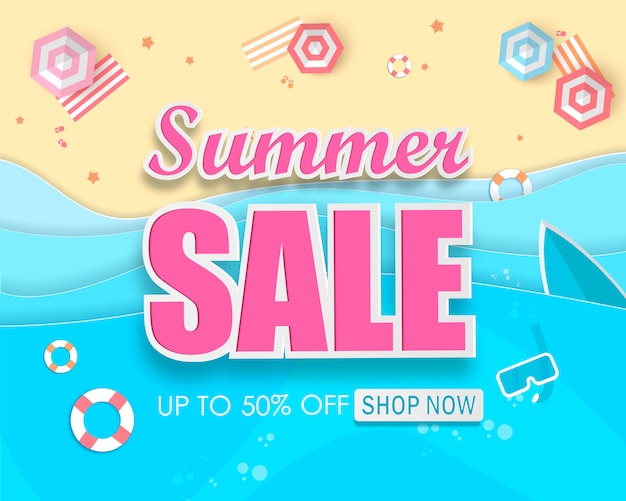 Zomeruitverkoop Typografie Papier Vouwend Ontwerp