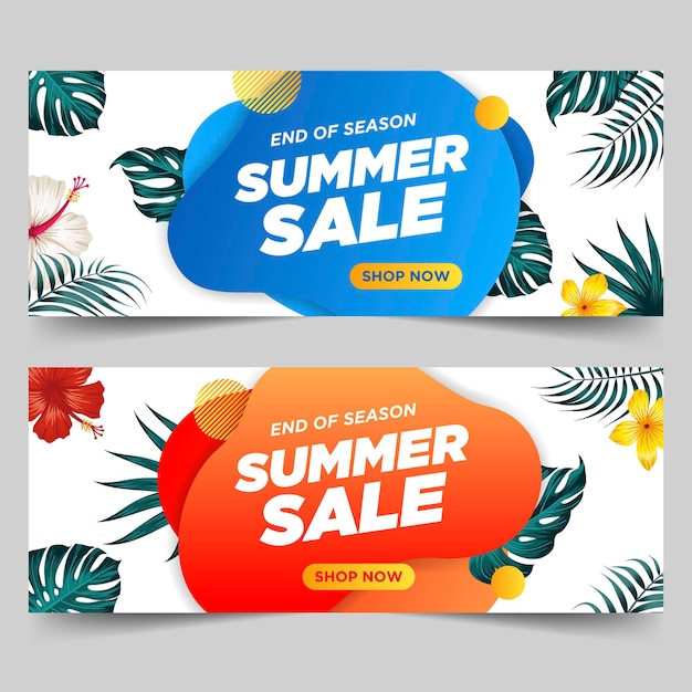 Vector zomeruitverkoopbanner met bladeren