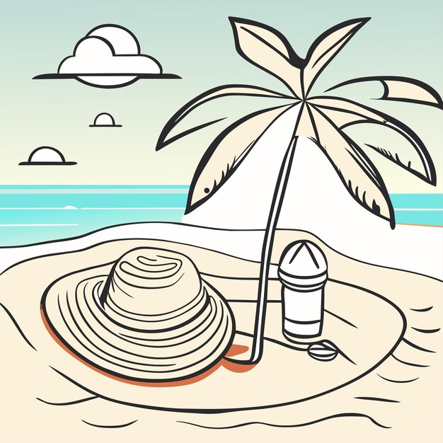 Zomervakantie achtergrond met strandzak hoed en slippers op zand