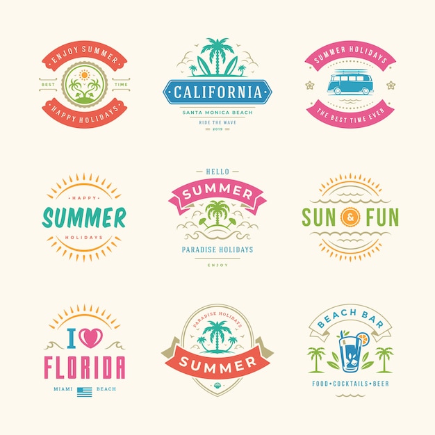 Vector zomervakantie labels en logo-set