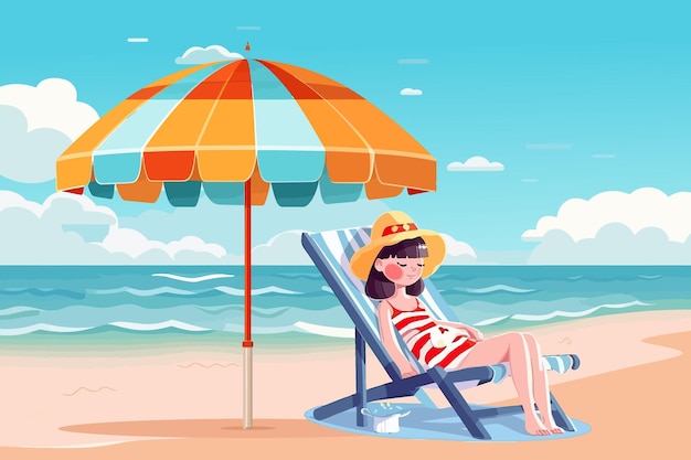 Zomervakantie met cartoon kids strand vectorillustratie