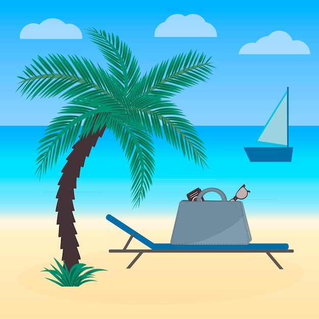 Zomervakantie Ontspan op het tropische strand Reis vectorillustratie Ontwerpsjabloon voor uw kunstwerken, websites, sociale media enz