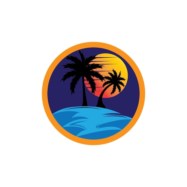 zomervakantie op tropisch strand logo vector