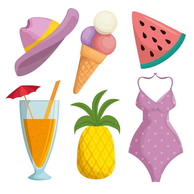 zomervakantie set iconen vectorillustratieontwerp