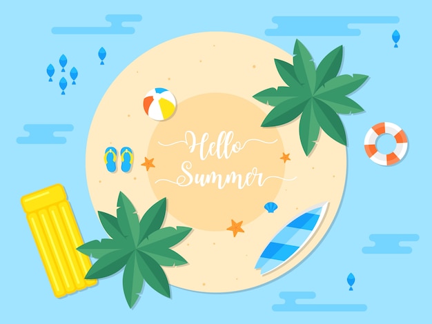 Zomervakantie, zomer strand illustratie